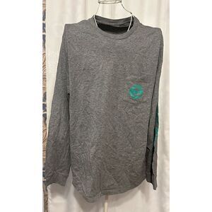 Vineyard Vines Mens grey graphic print Long Sleeve whale Pocket Tee size large g